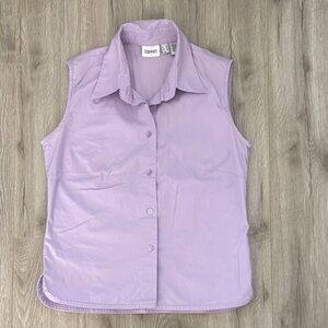 Esprit Women's Light Purple Sleeveless Button Down Shirt